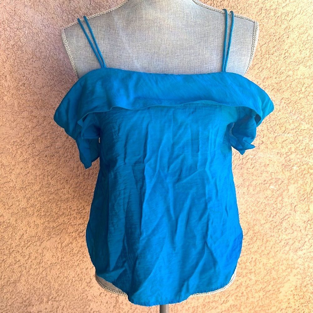 Anthropologie Maeve blue off the shoulder top size medium